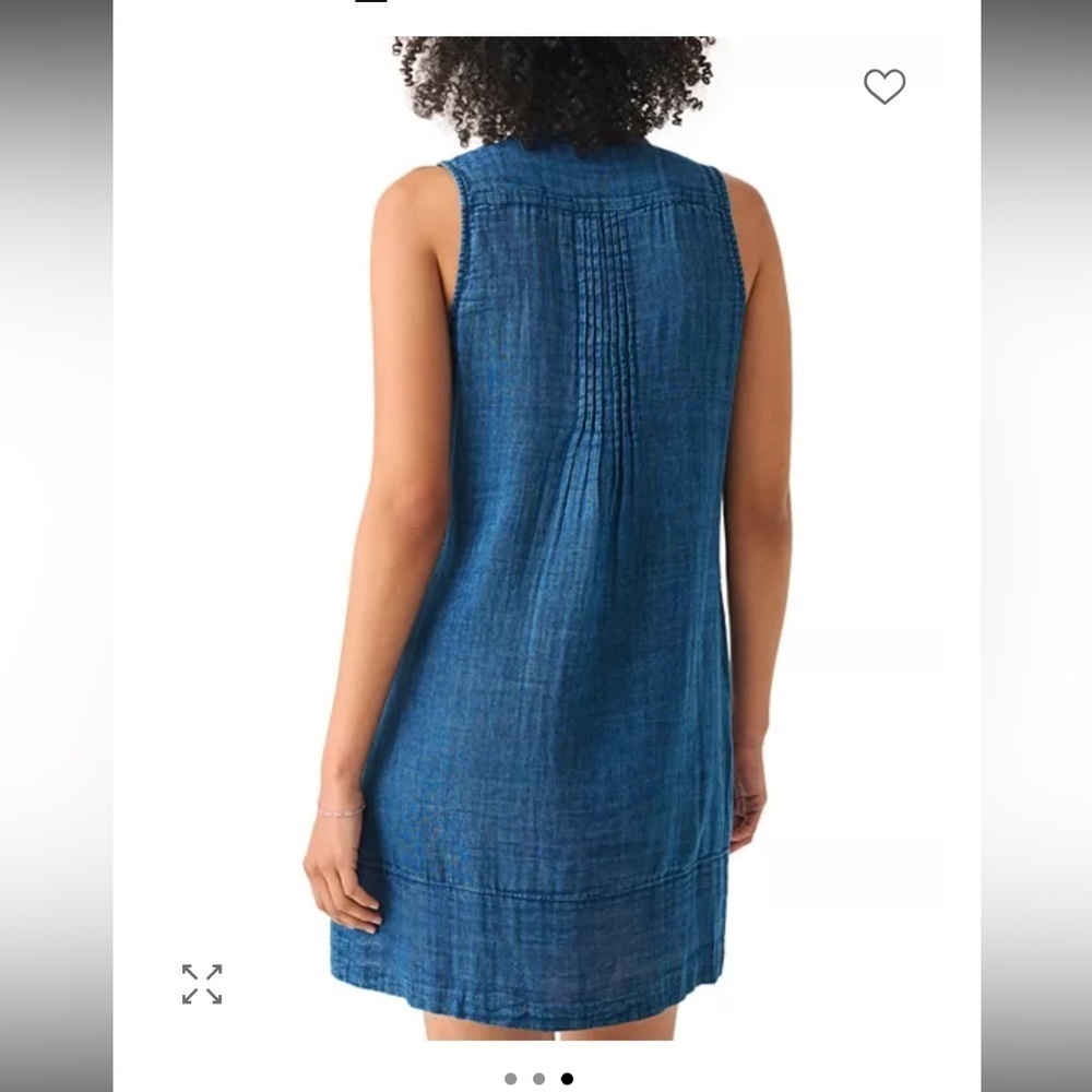 Faherty Isha Basketweave Dress Sleeveless 100% Linen Indigo Blue Womens S U bin - Picture 4 of 15